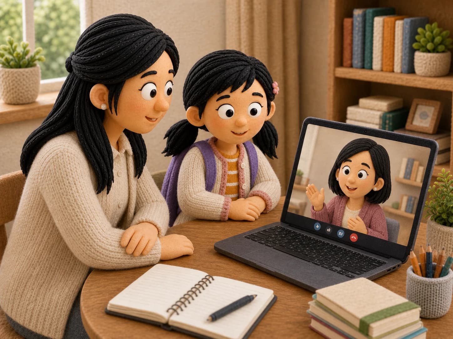 A tutor speaking with a parent over a video call