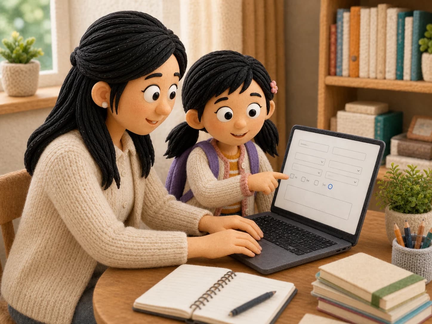 A parent and student filling out a tutor-matching form
